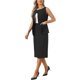 thumbnail image 4 of INSPIRE CHIC Conjunto de Falda de Traje de 2 Piezas para Mujer Verano Conjunto de Trabajo de Negocios Chaleco sin Mangas Blazer y Falda Recta XL Negro, 4 of 6