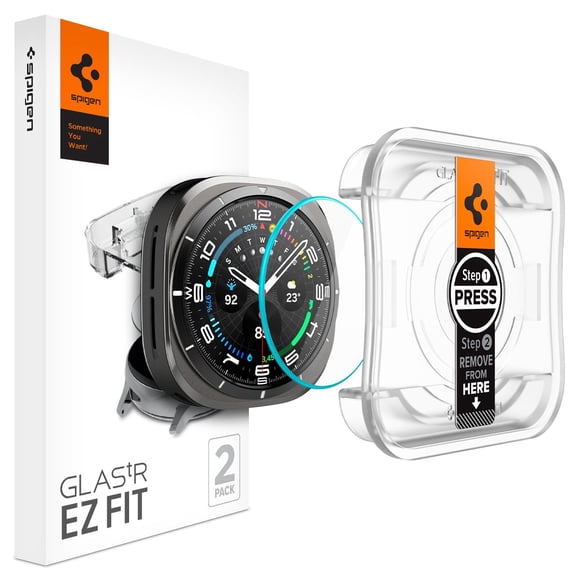 Protector de pantalla Spigen GlastR EZ FIT para Galaxy Watch Ultra, paquete de 2