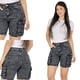 thumbnail image 5 of Short de Mujer Cargo Elasticado Tiro Alto Algodón Negro, 5 of 6
