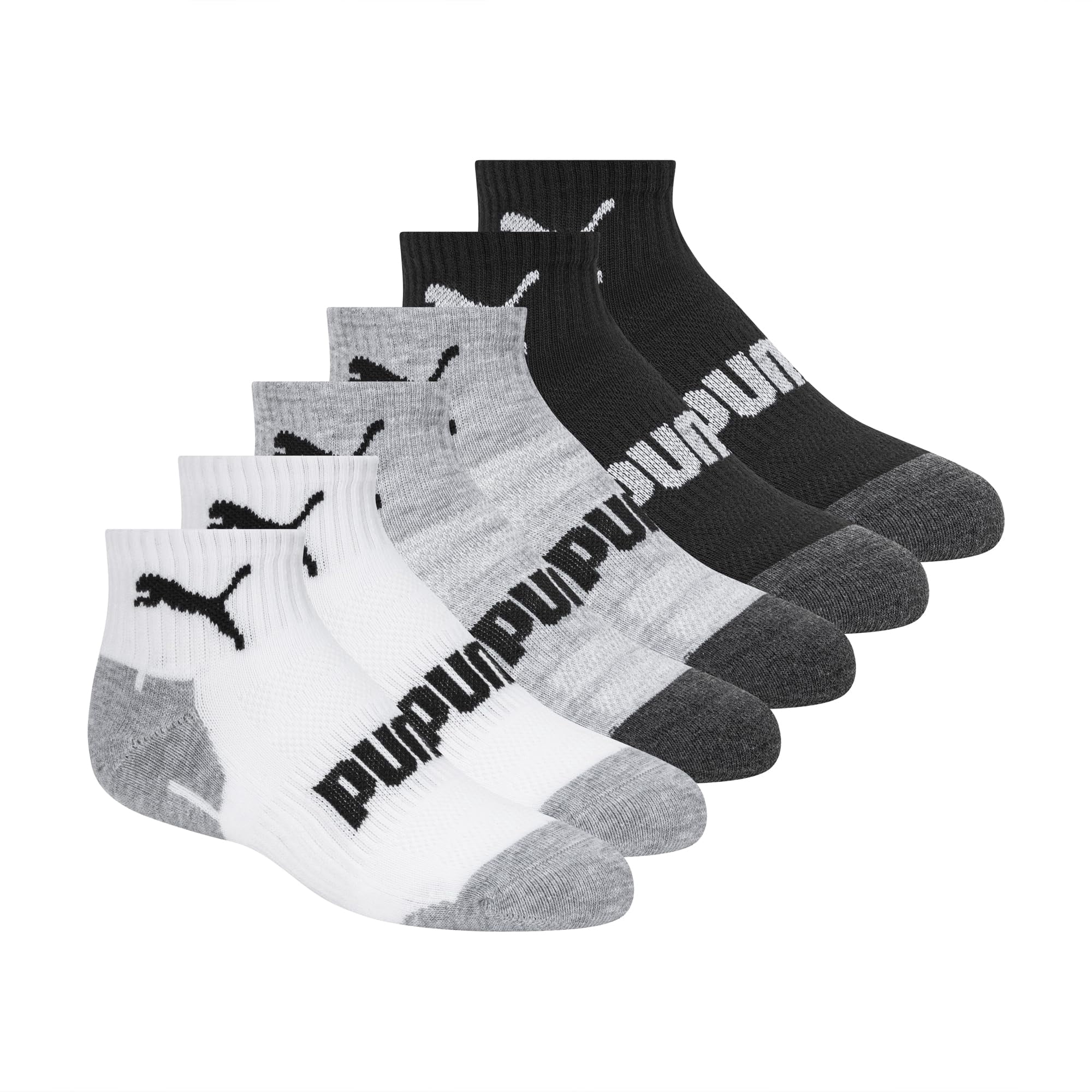 Calcetines Puma Para Niños, Paquete De 6 Unidades, Quarter Crew, Azul Marino, 7-8,5/9-11 Us