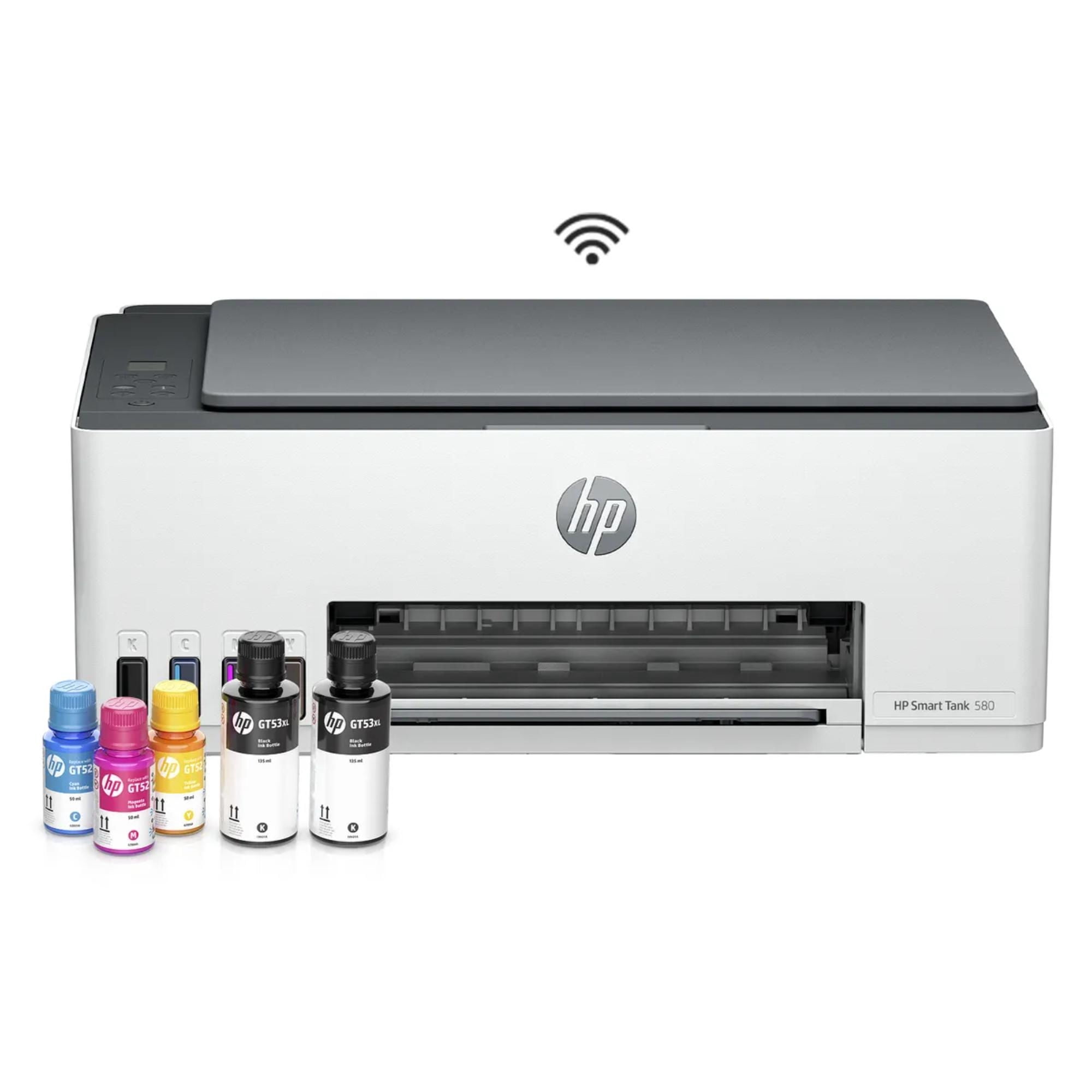 Hp - Impresora Multifuncional Inyección Térmica De Tinta Smart Tank 580 Wifi Blanco + Set De Botellas