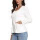 thumbnail image 4 of INSPIRAR CHIC Blazers de Negocios Casual para Mujeres con Botones, Cuello Redondo, Manga Larga, Chaquetas de Oficina con Bolsillos M Blanco, 4 of 6