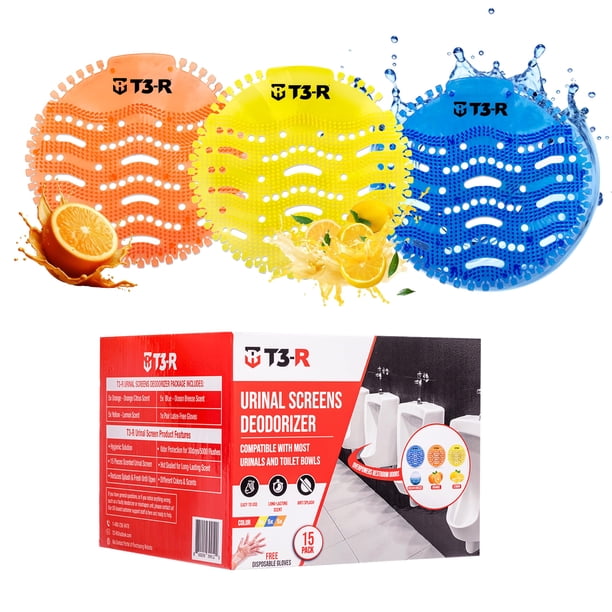 Desodorizador Urinal Screen T3-R, paquete de 15 unidades, perfumado y antisalpicaduras