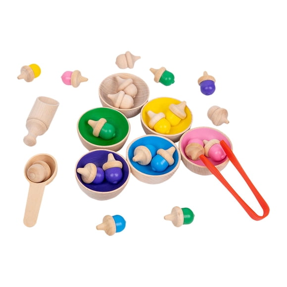 Rainbow Balls In Cups Montessori Clasificación De Colores Juego De Mesa De Motor Fino