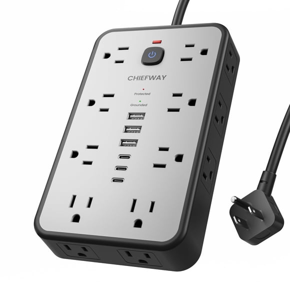 Regleta Chiefway 3 m, 16 tomas y 6 puertos USB, 2400 J