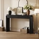 thumbnail image 1 of TREXM Entryway Table with Natural Wood Grain Finish, Console Table with Fluted Design, Oval Top and 2 Drawers for Entryway and Living Room (Black), 1 of 3