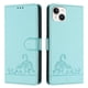 thumbnail image 1 of Funda tipo cartera FOXDOCK para iPhone 15 con soporte, ranuras, RFID, diseño de gato, 1 of 5