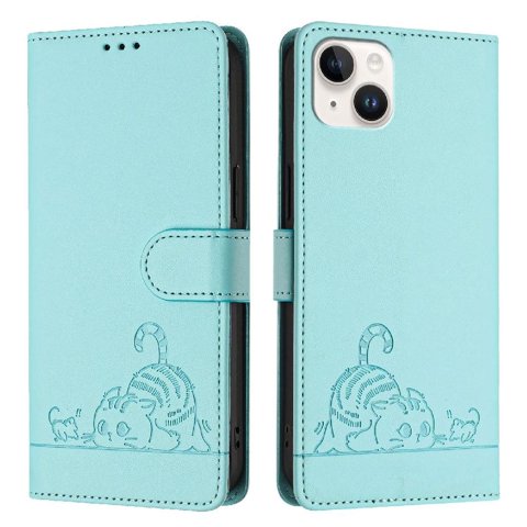 Funda Tipo Cartera Foxdock Para Iphone 15 Con Soporte, Ranuras, Rfid, Diseño De Gato