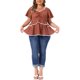thumbnail image 2 of Agnes Orinda Blusas de Verano para Mujer Tallas Grandes con Cuello de Corazón Floral, Encaje, Manga Corta con Volantes 3X Rojo, 2 of 6