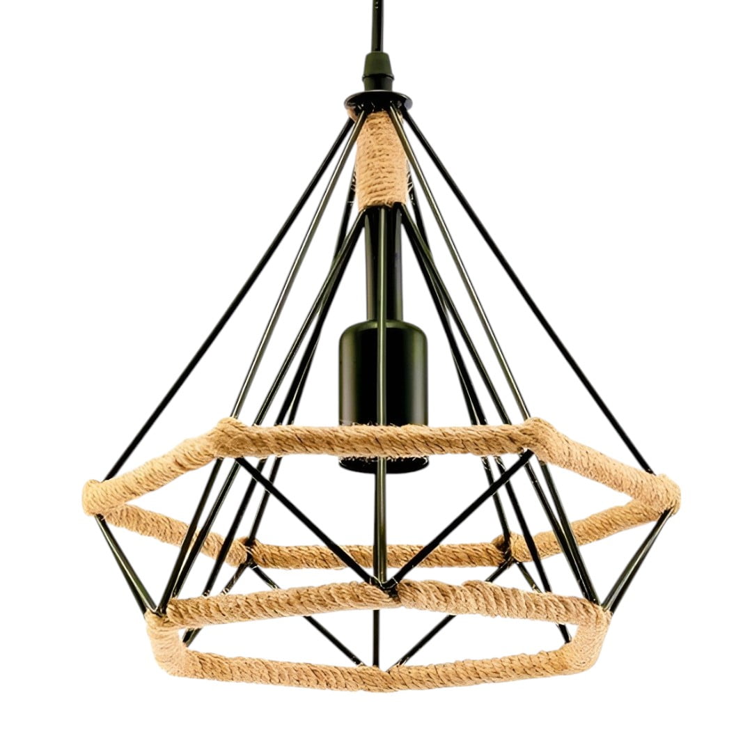 Genérico - Lampara Rustica Vintage Colgante Cuerda Cañamo E27