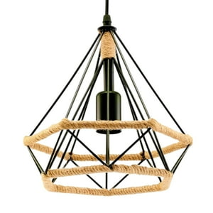 Genérico - Lampara Rustica Vintage Colgante Cuerda Cañamo E27