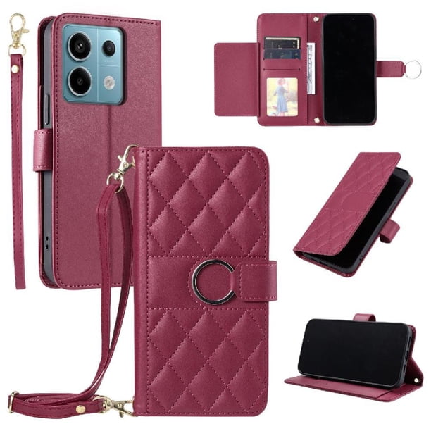 Funda tipo billetera FOXDOCK para Xiaomi Redmi Note 13 5G – Tapa abatible con correa para mujer