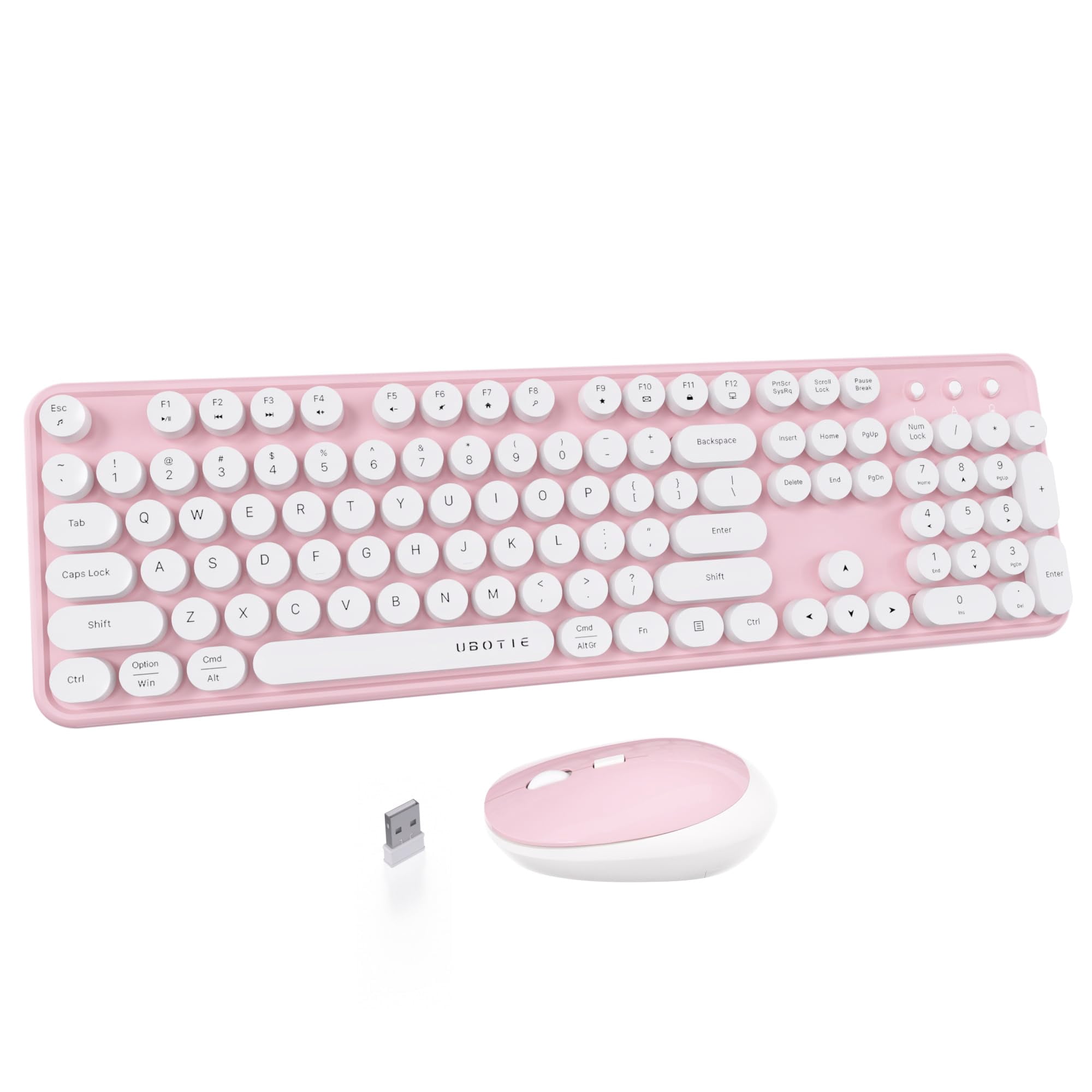 Ubotie - Combos De Teclado Y Ratón Inalámbricos Colorful Typewriter