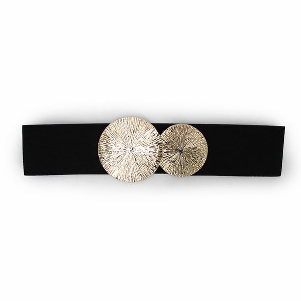 Cinturón Mujer Elasticado Ancho Hebilla Sol Y Luna Ajustable negro Talla Única