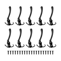 Magideal - 10 Uds. Ganchos Para Abrigos, Ganchos Para Batas, Ganchos Negros Para Garaje, Ganchos Dobles Decorativos, Ganchos Montados En La Pared Para Dormitorio