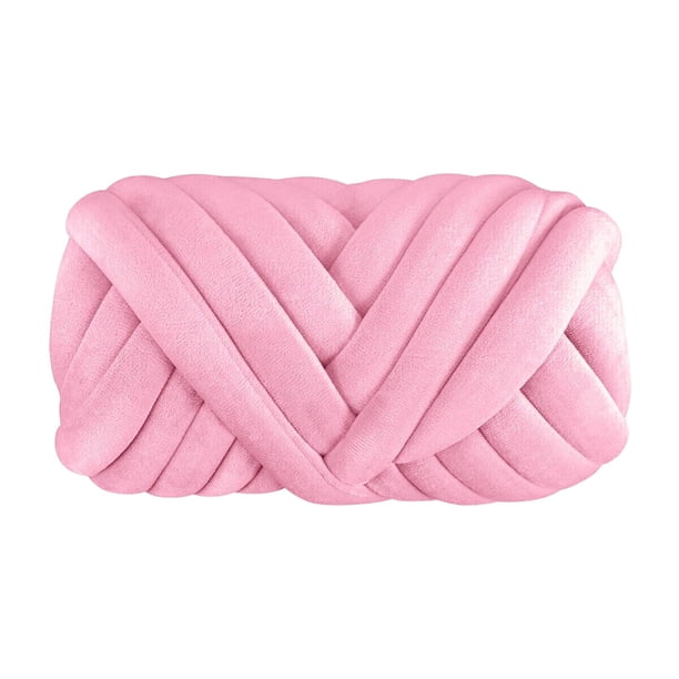 Hilo grueso de algodón y poliéster para tejer brazo de tejer hilo de tejer a 250G hilo voluminoso lavable para manta, almohada, fabricación , Rosado