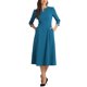 thumbnail image 4 of INSPIRE CHIC Vestido de Trabajo para Mujer Línea A 3/4 Mangas Elegante Vestido Midi Azul Pavo Real S, 4 of 6