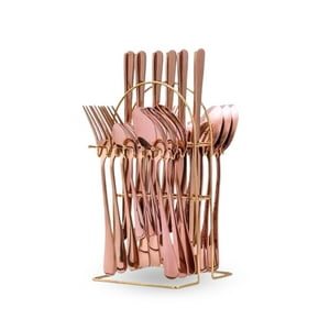 Santú Home & Deco - Set De Cubiertos 24 Piezas Oro Rosa Acero Inoxidable