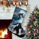 thumbnail image 1 of Halo Tema: Calcetines de Navidad, fino lino blanco para colgar en escaleras y chimenea, decoración navideña para el hogar, regalo de Navidad.54cm×38cm, 1 of 5