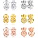 thumbnail image 1 of 6 pares de elevadores de pendientes ajustables, hipoalergénicos y seguros. Fáciles de usar, ideales para orejas caídas (chapados en oro, plata de ley, oro rosa, estilo corona y trébol)., 1 of 7
