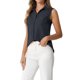 thumbnail image 4 of INSPIRE CHIC Camisa sin mangas para mujer con botones, cuello de solapa en V, túnica de mezclilla chambray, talla S, negro, 4 of 6