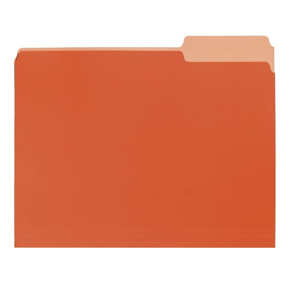 File Folders School Smart, bicolor, tamaño carta, naranja, paquete de 100