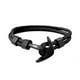thumbnail image 1 of Pulsera hombre cuerda y ancla acero negro, 1 of 6