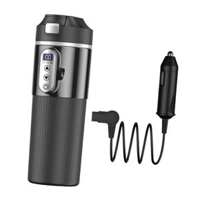 Magideal - Taza Calefactora Para Coche, Hervidor De Agua Para Coche, Taza Calentada De Acero Inoxidable, Taza De Agua Eléctrica Para Té, Leche, Coches Familiares , Negro