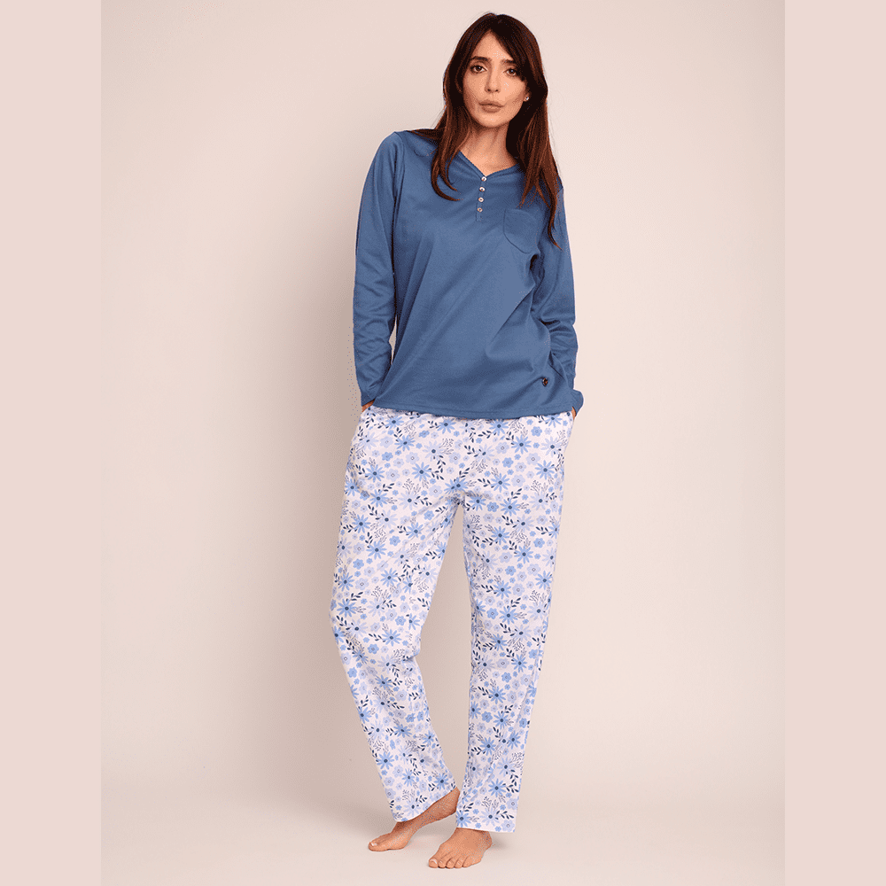 Mon Amour - Pijama Algodón Estampado De Flor Abotonado 261503 - Xl