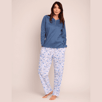 Mon Amour - Pijama Algodón Estampado De Flor Abotonado 261503 - S