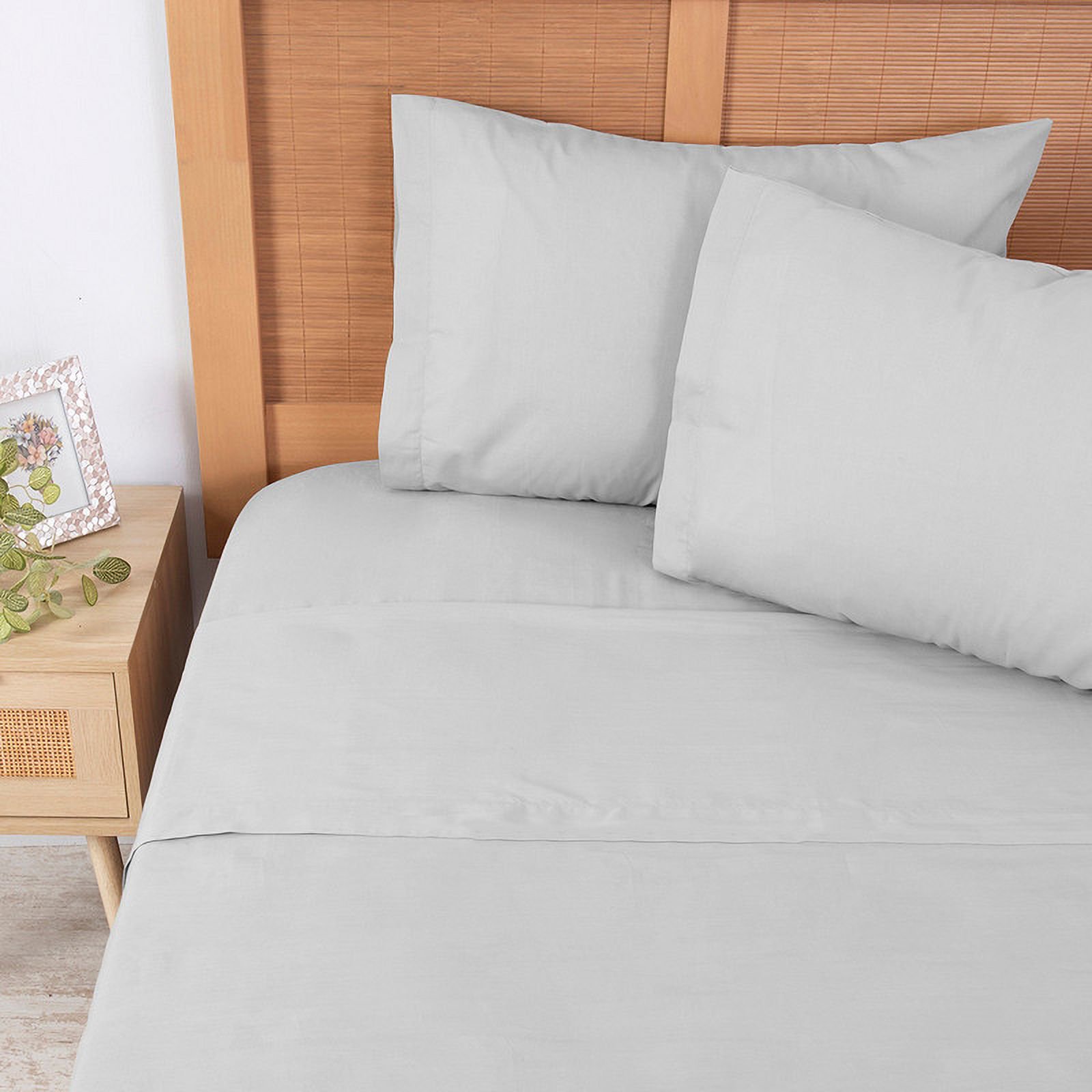 Mashini - Sábana 144 Hilos Colores Lisos 2 P Gris