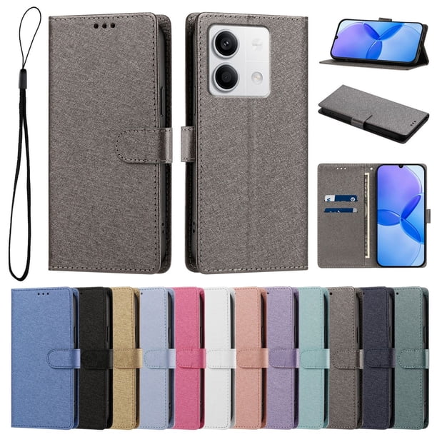 Cartera Funda para Xiaomi Redmi Note 13 5G Carga Inalámbrica, Gris