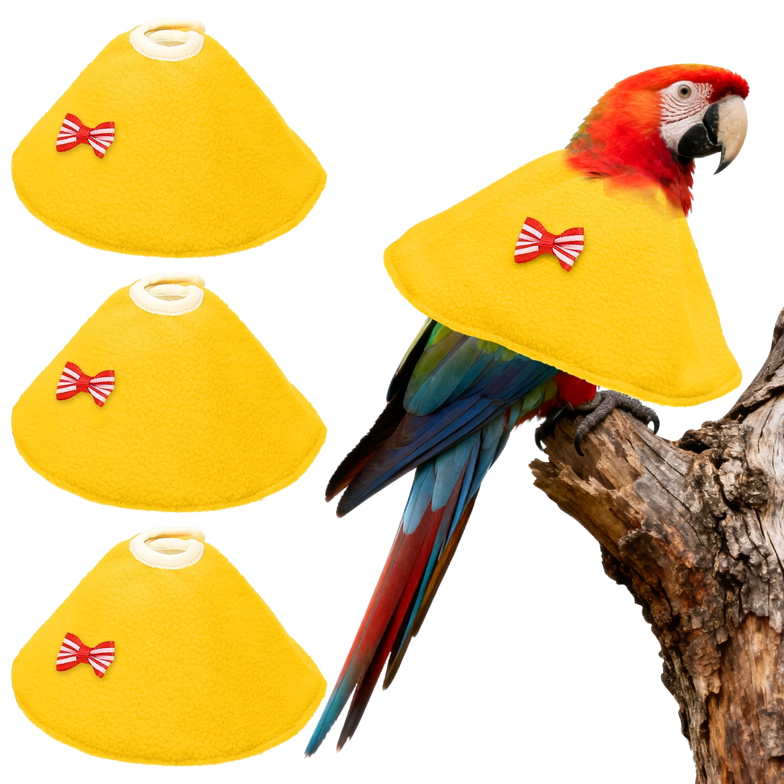 Collares para Aves Uxcell, Collar Cónico Protector de Recuperación, Conos Ajustables Suaves Anti-Mordeduras para el Cuello de Plumas (Amarillo, L, 3 Piezas)