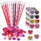 thumbnail image 1 of Set de papelería 4E Novelty para el Día de San Valentín para niños con 36 lápices, 36 gomas de borrar en forma de corazón y 104 pegatinas, 1 of 7
