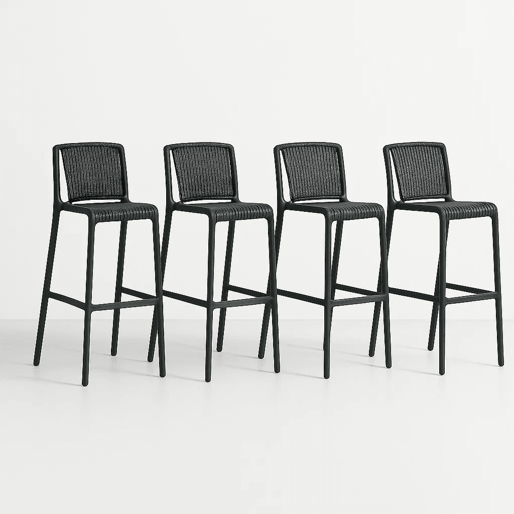 Klik Muebles - Pack De 4 Taburetes Altos Capri Polipropileno - Negro