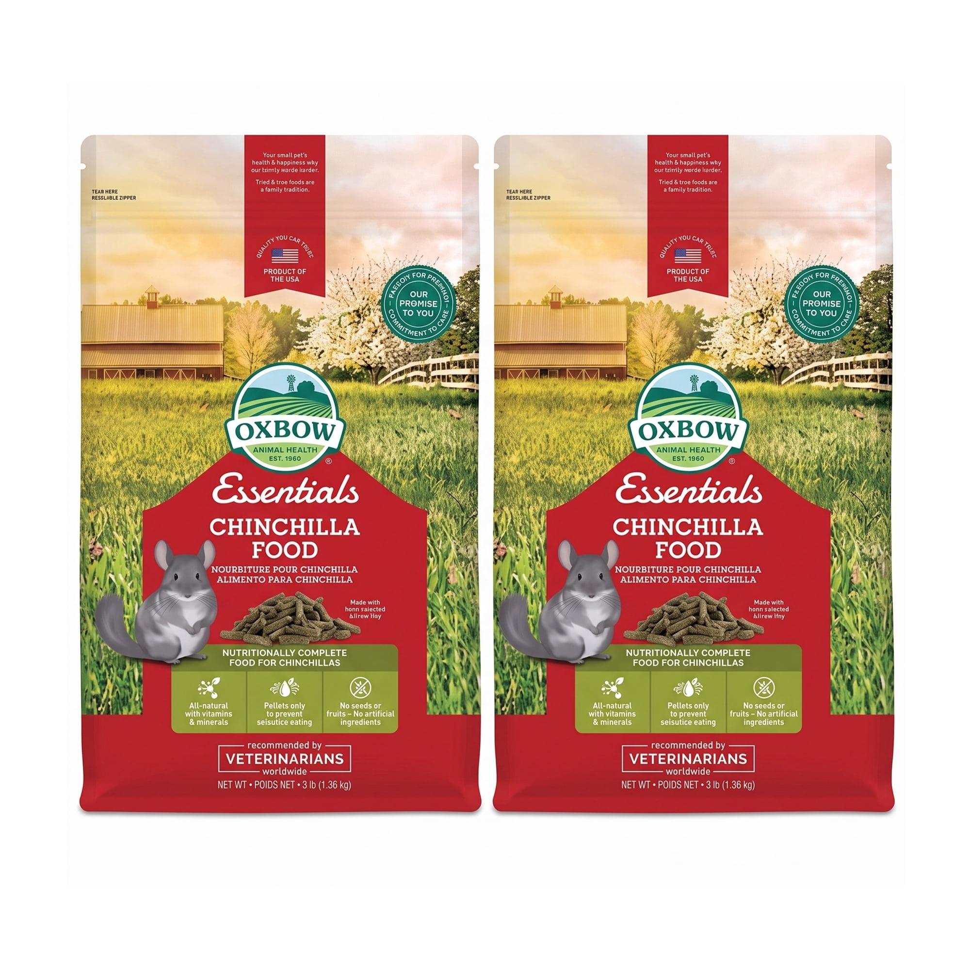 Pack X2 UN - ALIMENTO ESSENTIALS CHINCHILLA DIET 1,3KG