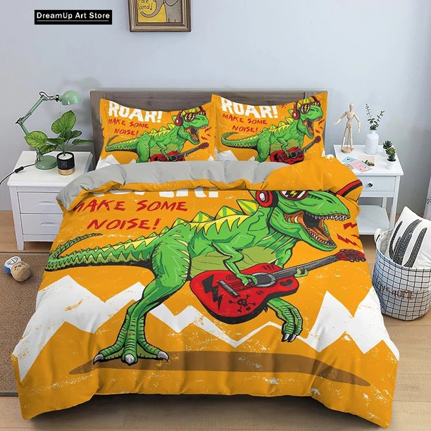 x1657 Bed Sheets Cartoon Dinosaur Jurassic World Bedding Set Boys Girls Twin Full Size Duvet Cover Pillowcase Bed Adult Bedroom 3-Piece Bedding Set (1 Duvet Cover + 2 Pillow Shams) nj1657