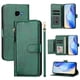 thumbnail image 1 of Funda tipo cartera para Samsung Galaxy A3 2017 con bolsillo con cremallera, tarjetero, soporte, correa para la muñeca y tapa de cuero verde, 1 of 5