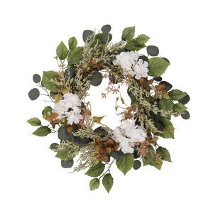 Bothyi - Guirnalda De Eucalipto Artificial Para Puerta Delantera, Hortensias De Flores Artificiales Para Boda