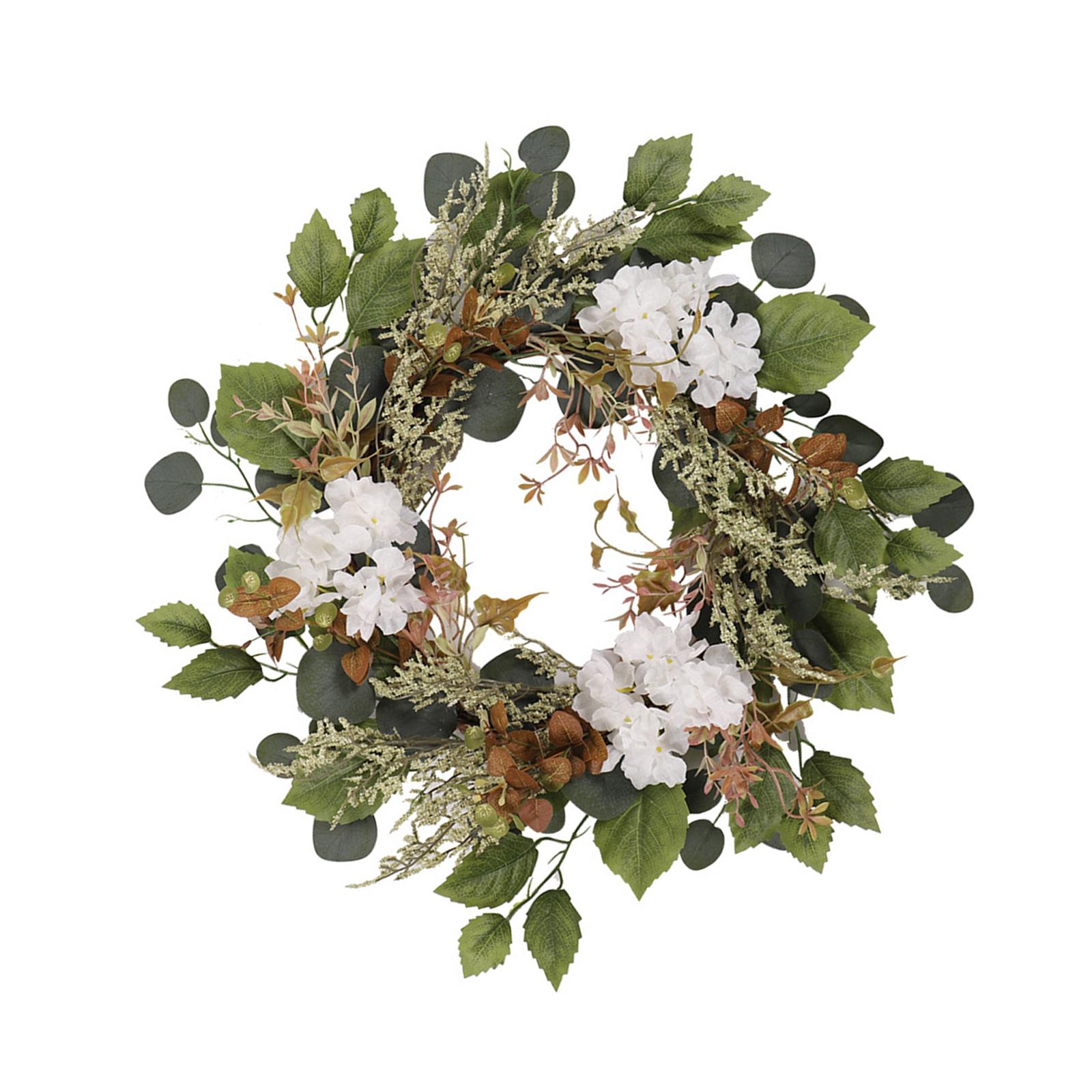 Bothyi - Guirnalda De Eucalipto Artificial Para Puerta Delantera, Hortensias De Flores Artificiales Para Boda