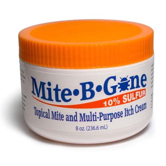 Crema para ácaros y alivio de picaduras Mite-B-Gone, 240 ml, crema con 10% de azufre
