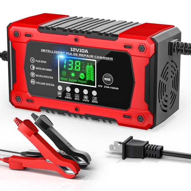 Cargador de batería para auto YDBAO 10A 12V inteligente con carga lenta y pantalla LCD