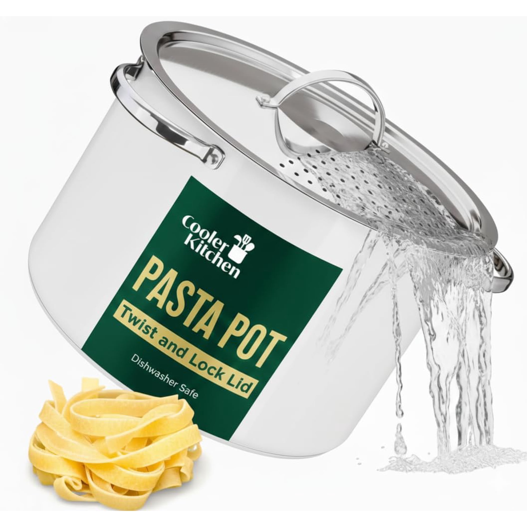 Olla Para Pasta Cooler Concepts De 5,5 Cuartos Con Tapa De Cierre Giratorio