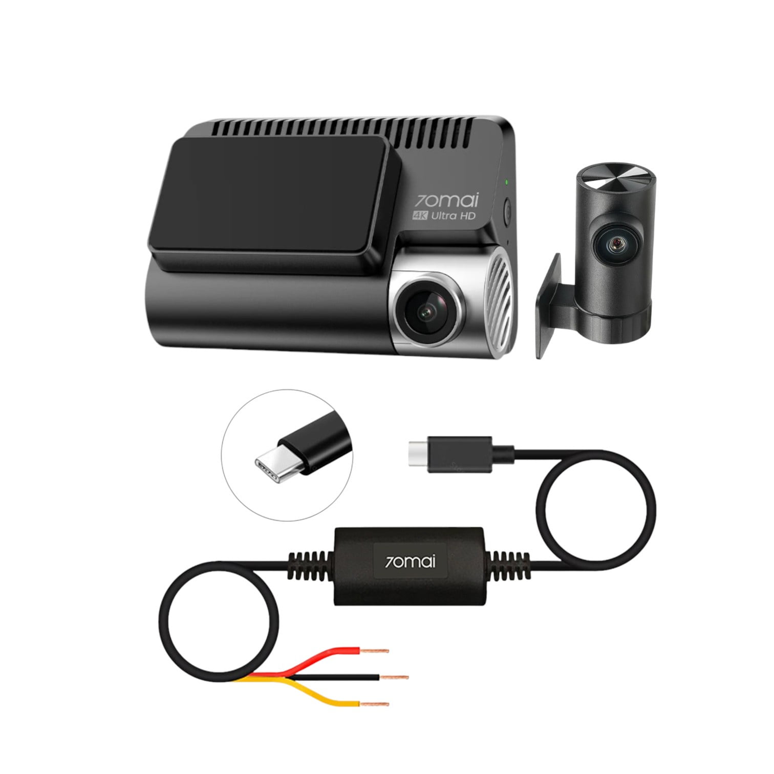 Set Dual Cámara Para Vehículo 4k 70mai A800se Cámara Trasera Rc22 + Kit De Cableado 70mai Up03