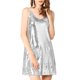 thumbnail image 1 of INSPIRE CHIC Vestido de Mujer con Lentejuelas Brillantes Escote en V Tirantes Ajustables Vestido de Fiesta Mini Plateado S, 1 of 7