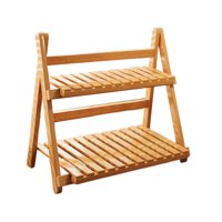 Magideal - Estante Para Plantas De Bambú Resistente Con Dos Niveles Almacenamiento Versátil Para Decoración De Plantas Y Utensilios De Cocina Para Uso Interior Y Marrón Claro 40Cm