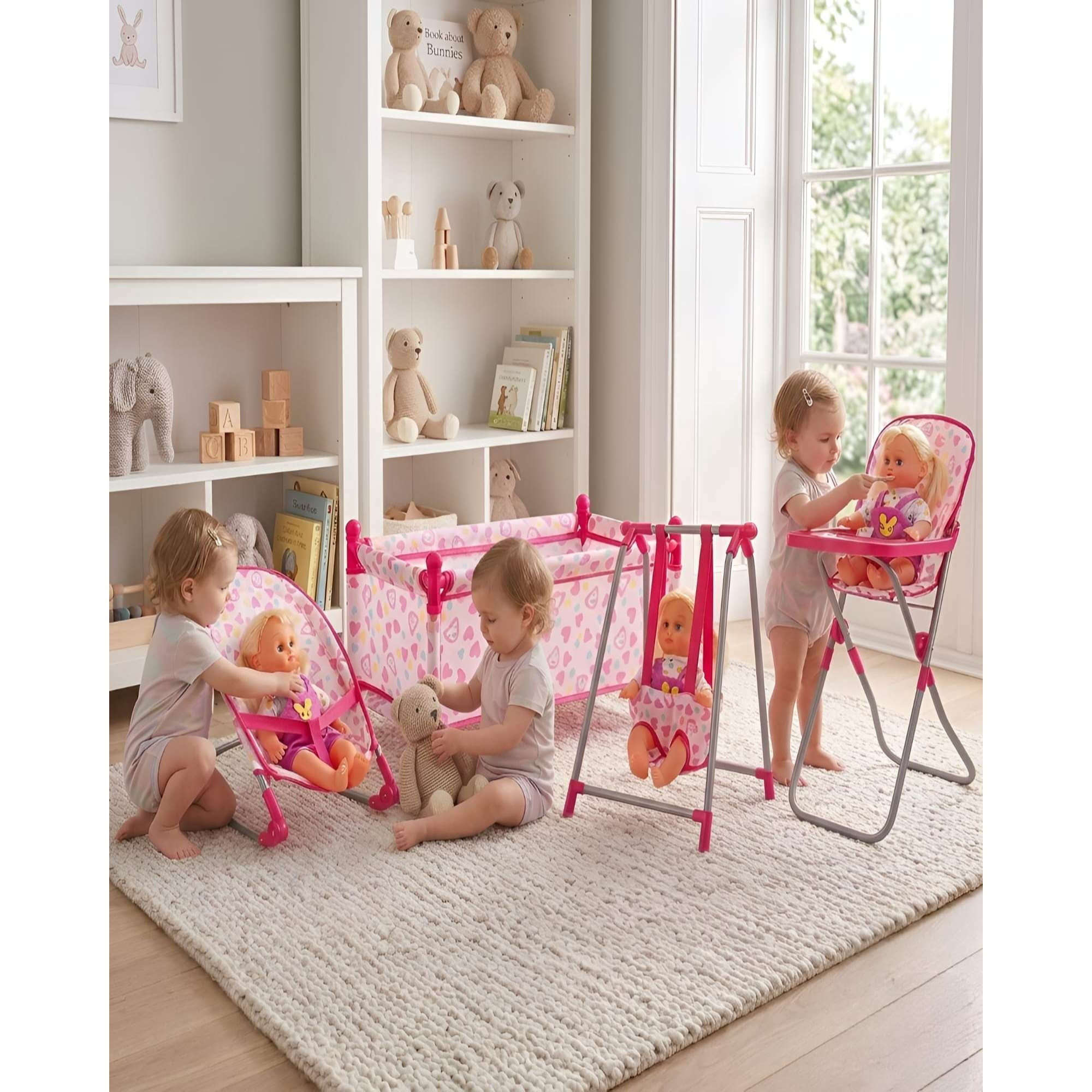 Choicexpress - Set Muñecas 4 En 1 Cuna Silla Columpio Y Hamaca
