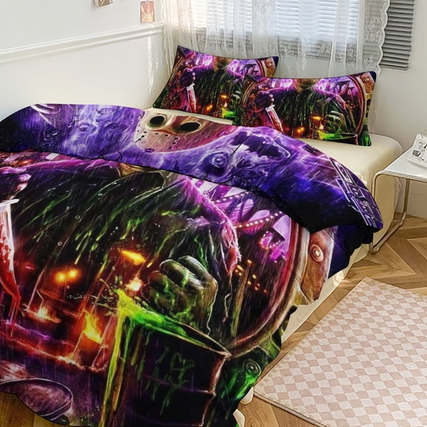 Jason Voorhees Print Bedding Set Pattern Duvet Cove Set 3 Pieces 1 Quilt Cover And 2 Pillowcases for Women Men Teens