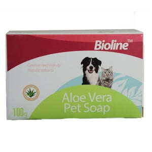 Bioline - Jabon En Barra Aloe Vera Para Bañar Mascotas 100G