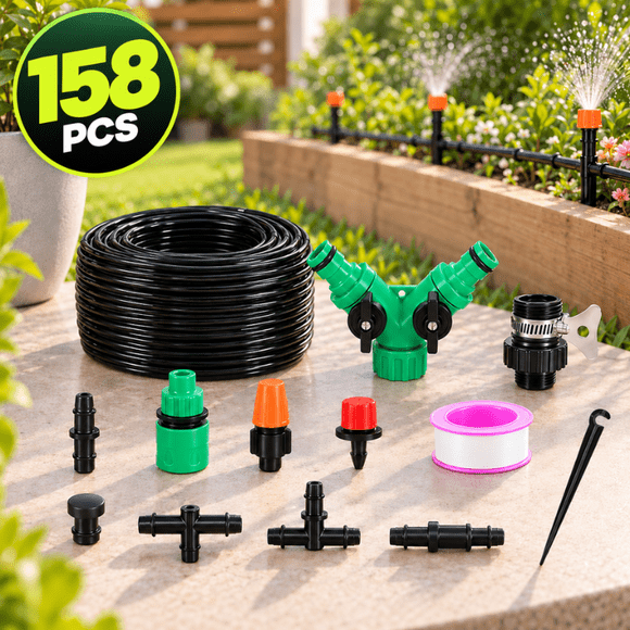 Kit De Riego Sistema Automatico Goteo O Aspersor 40m 158pcs